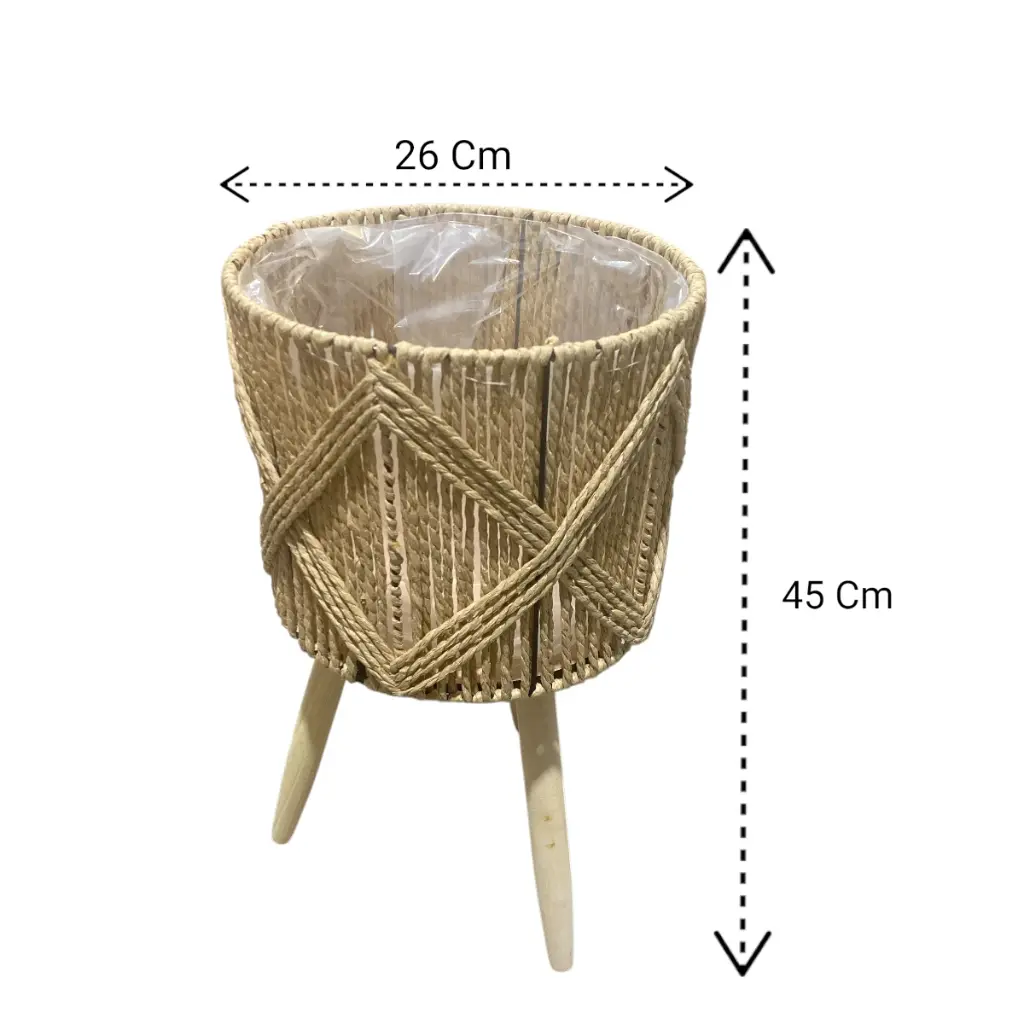 MACETEROS TEJIDO NATURAL MADERA/HIERRO SETX3. 29X57, 26X45, 22X35CM