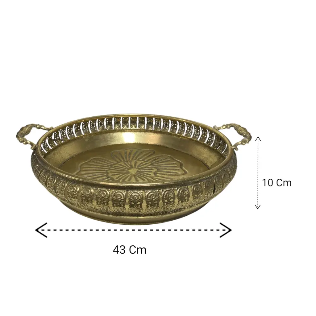 BANDEJA METALICA ENVEJECIDA DORADA 43X10CM
