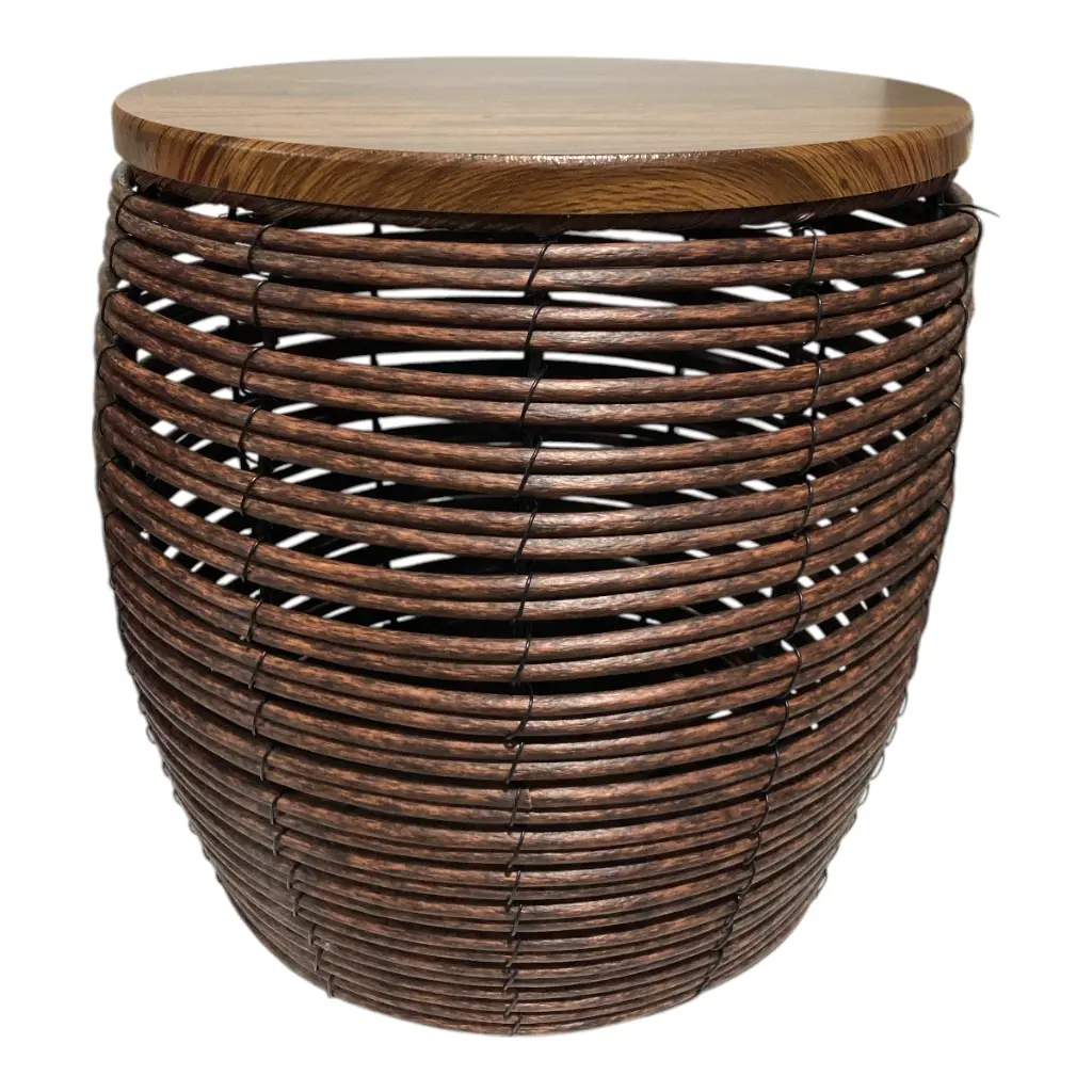 MESAS CAFE REDONDA TEJIDO NATURAL SETX3, PT151-031. 30X30CM, 35X35CM, 45X38CM