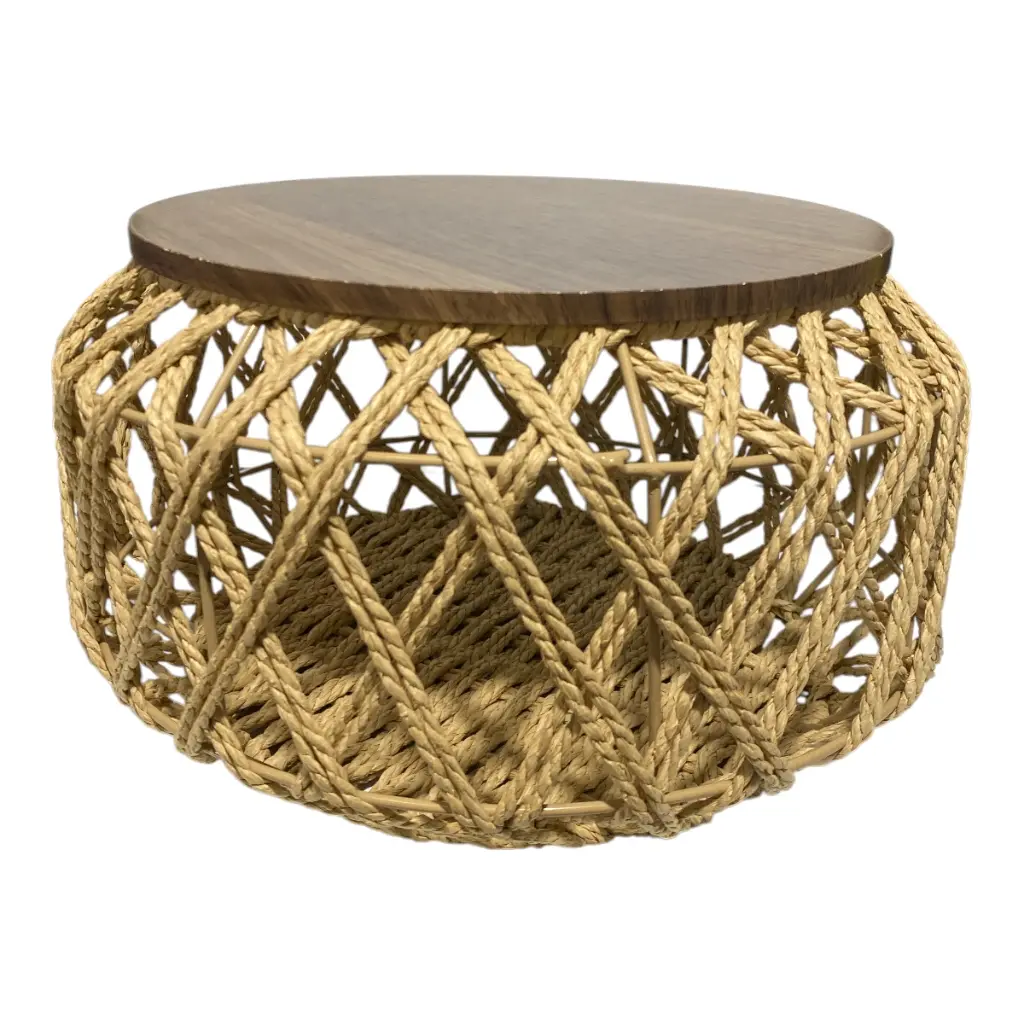 MESAS METALICA CON CORDON TEJIDO ROMBOS SETX4, PT151-005. 55X47CM, 44X41CM, 34X20CM, 34X20CM