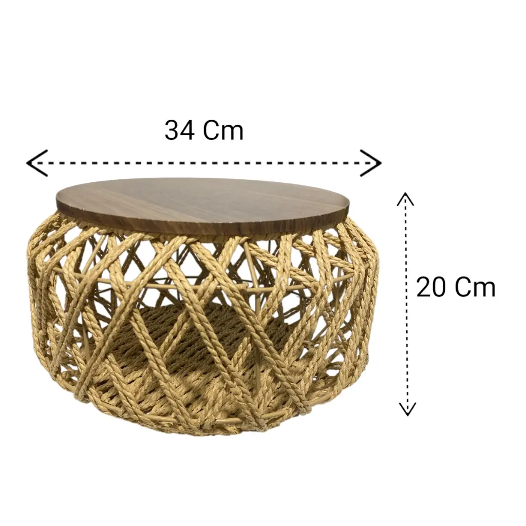 MESAS METALICA CON CORDON TEJIDO ROMBOS SETX4, PT151-005. 55X47CM, 44X41CM, 34X20CM, 34X20CM