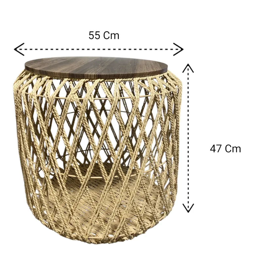 MESAS METALICA CON CORDON TEJIDO ROMBOS SETX4, PT151-005. 55X47CM, 44X41CM, 34X20CM, 34X20CM