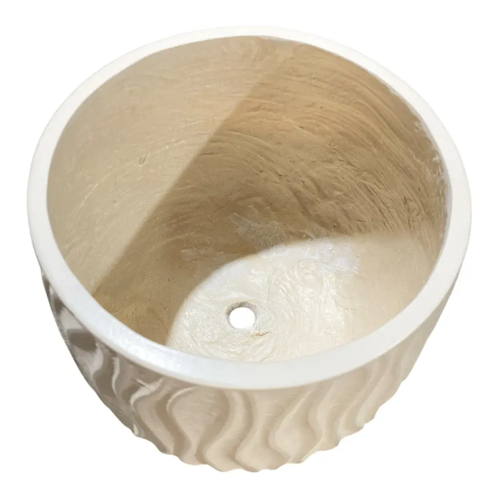 MACETA FIBRO/CEMENTO TEXTURA DE HONDAS 36X32CM