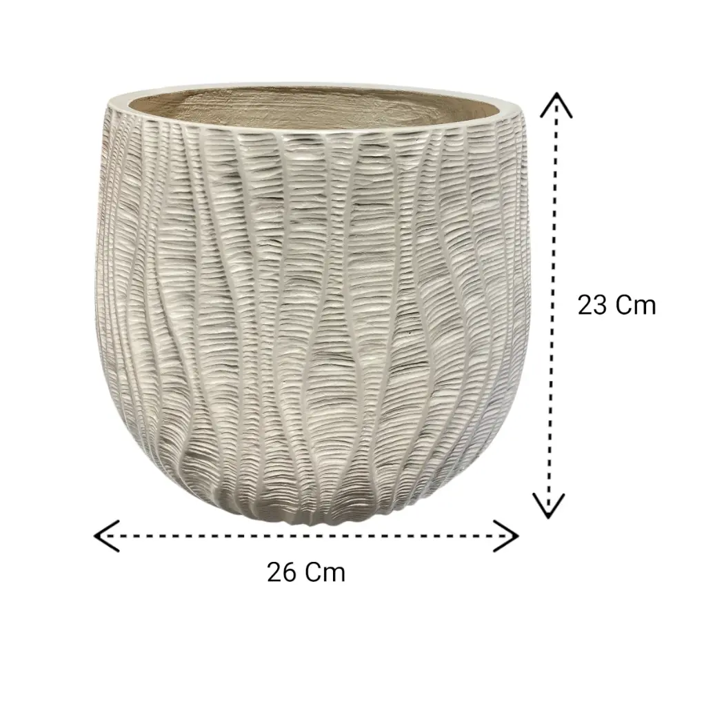 MACETA FIBRO/CEMENTO TEXTURA DE HONDAS 36X32CM