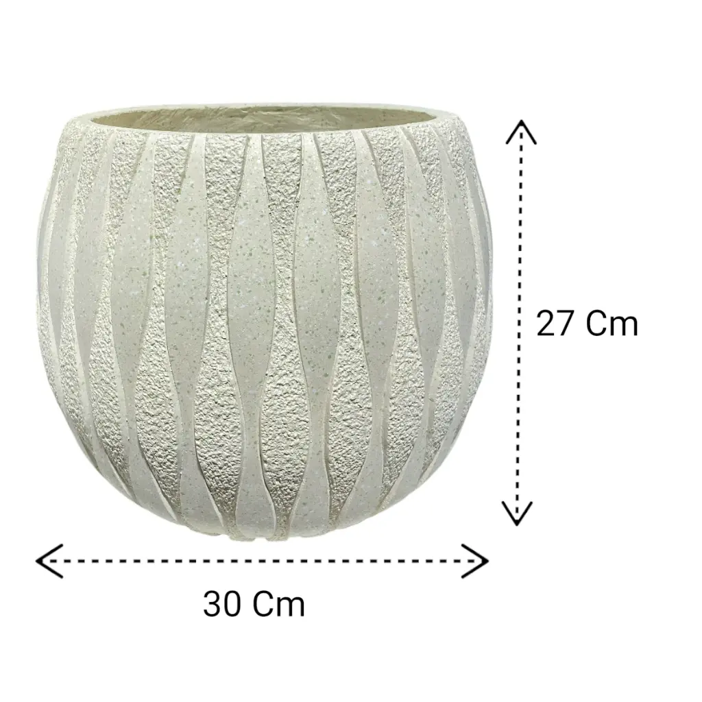 MACETA FIBRO/CEMENTO TEXTURA DE HONDAS 36X32CM