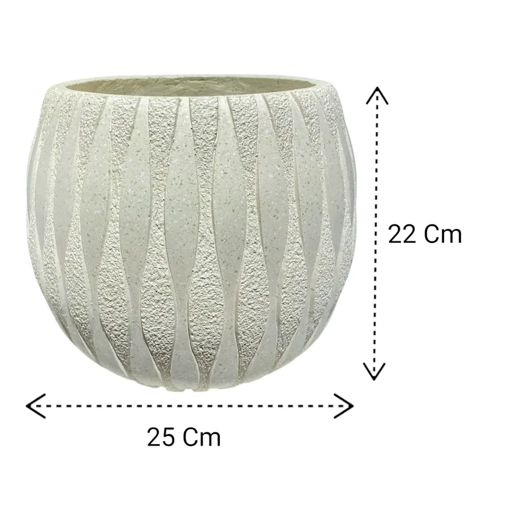 MACETA FIBRO/CEMENTO TEXTURA DE HONDAS 36X32CM