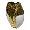 FLORERO DE PORCELANA DORADO/BLANCO 23X8X35CM