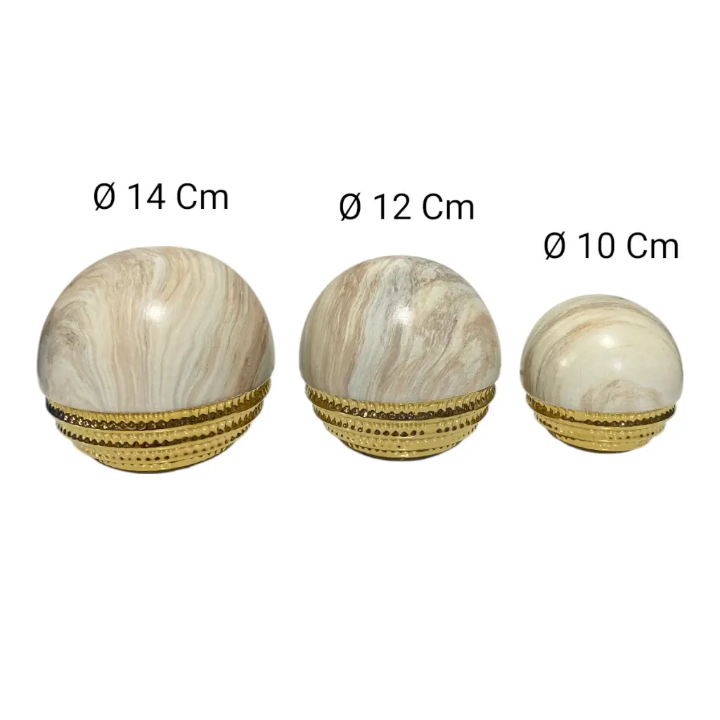 ESFERAS CENTRO DE MESA MARMOLEADAS/DORADO Ø14CM, Ø12CM, Ø10CM