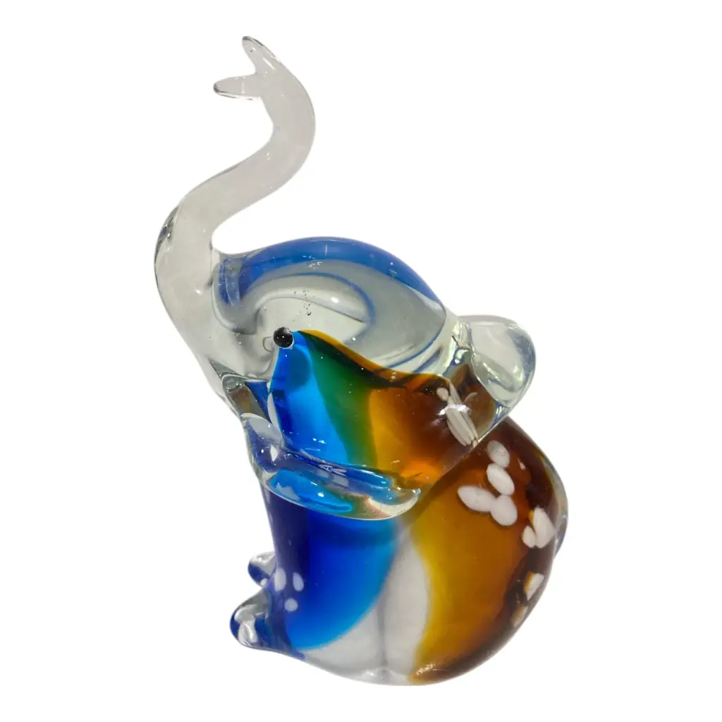 ELEFANTE DE VIDRIO TIPO MURANO 10X7X17CM