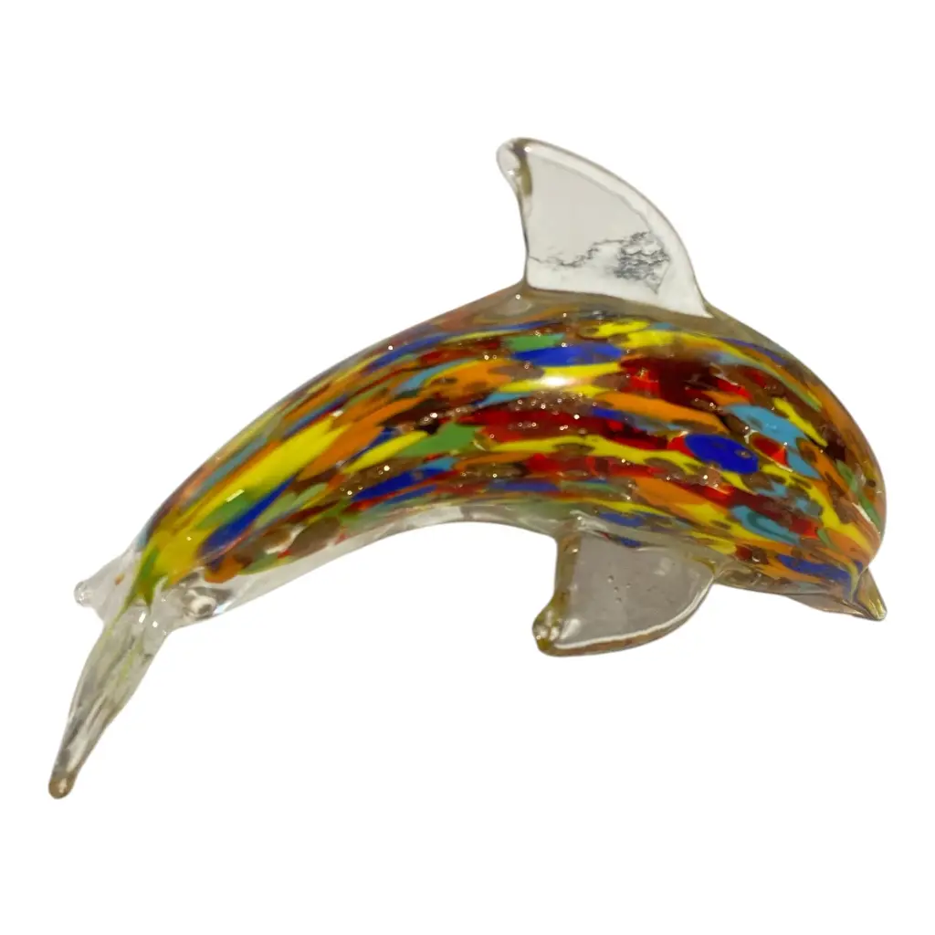 DELFIN DE VIDRIO TIPO MURANO 16X8X10CM