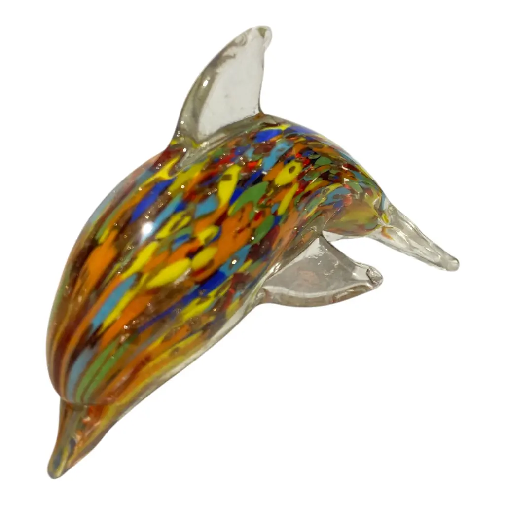 DELFIN DE VIDRIO TIPO MURANO 16X8X10CM