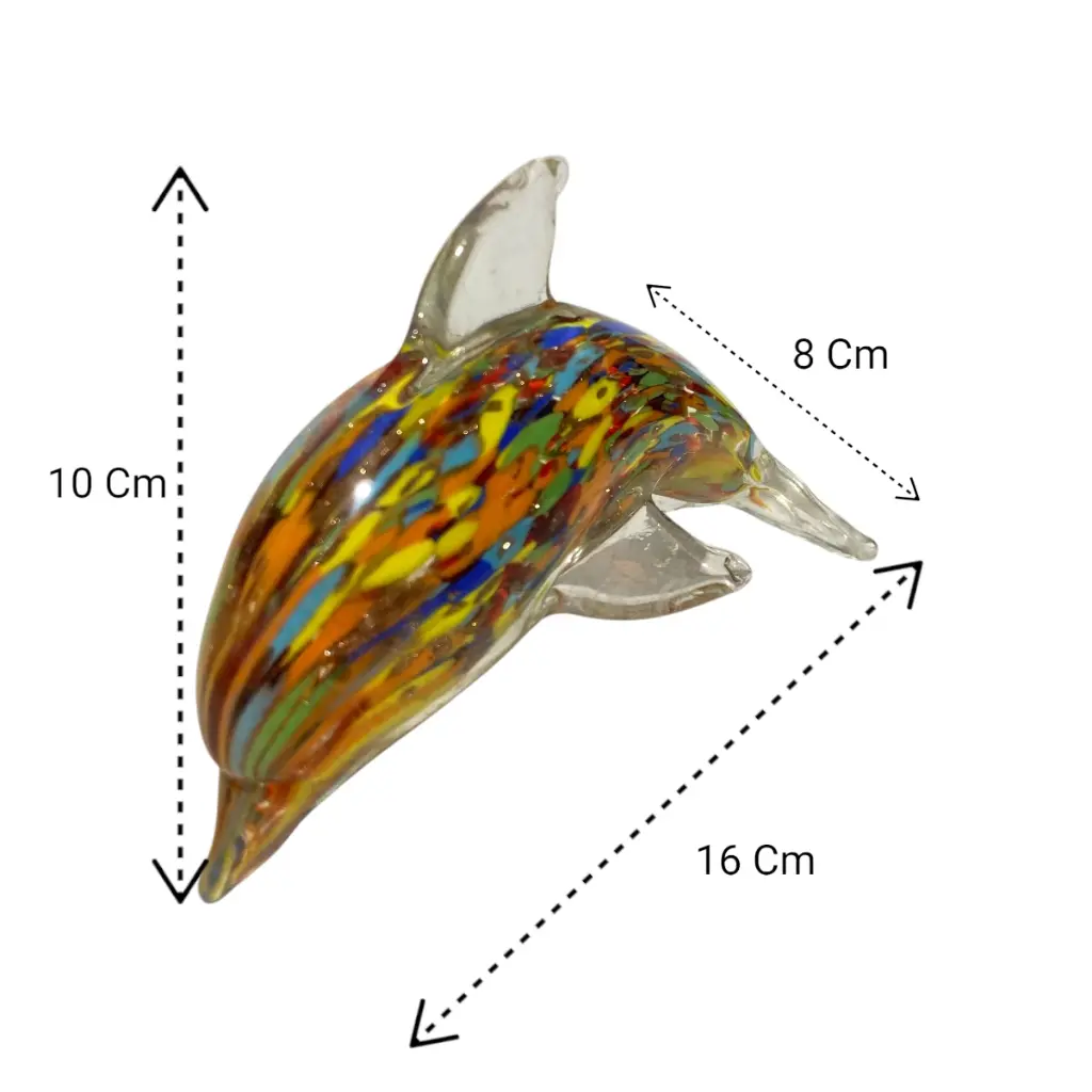 DELFIN DE VIDRIO TIPO MURANO 16X8X10CM