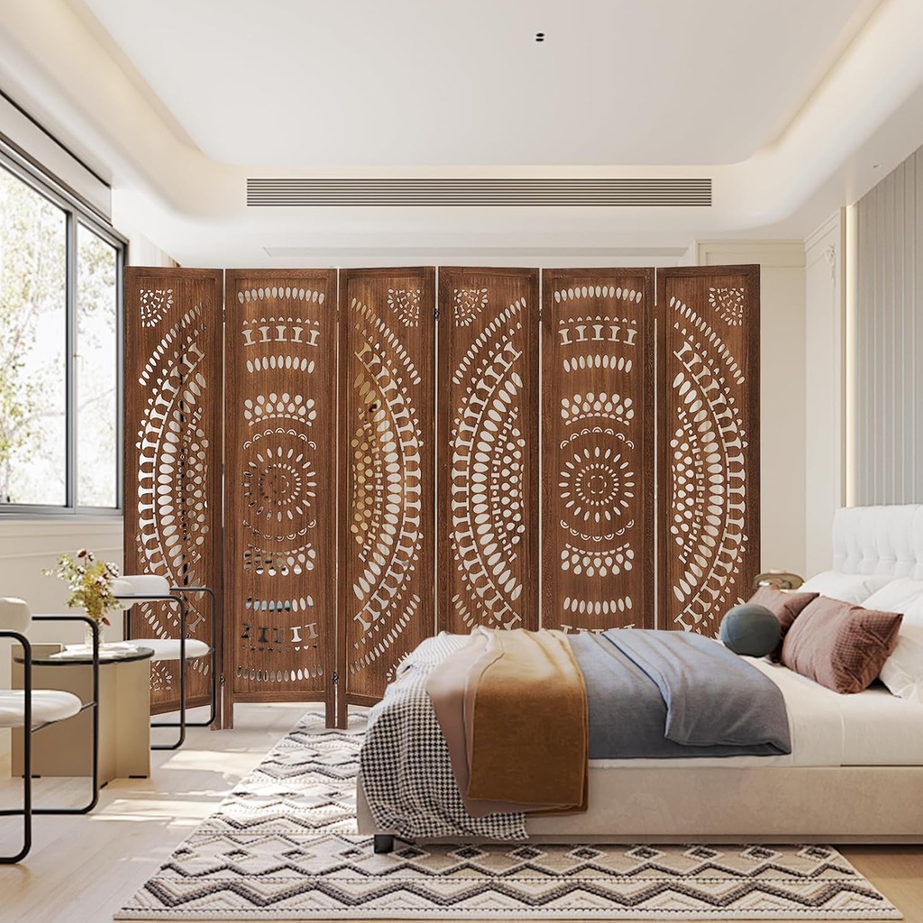 BIOMBO DE MADERA CAFE TROQUELADO 240X170CM 