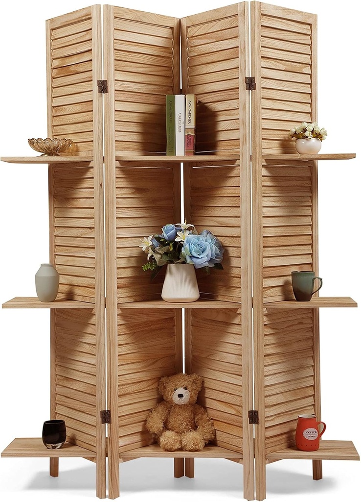 BIOMBO DE MADERA CON REPISAS 200X170CM