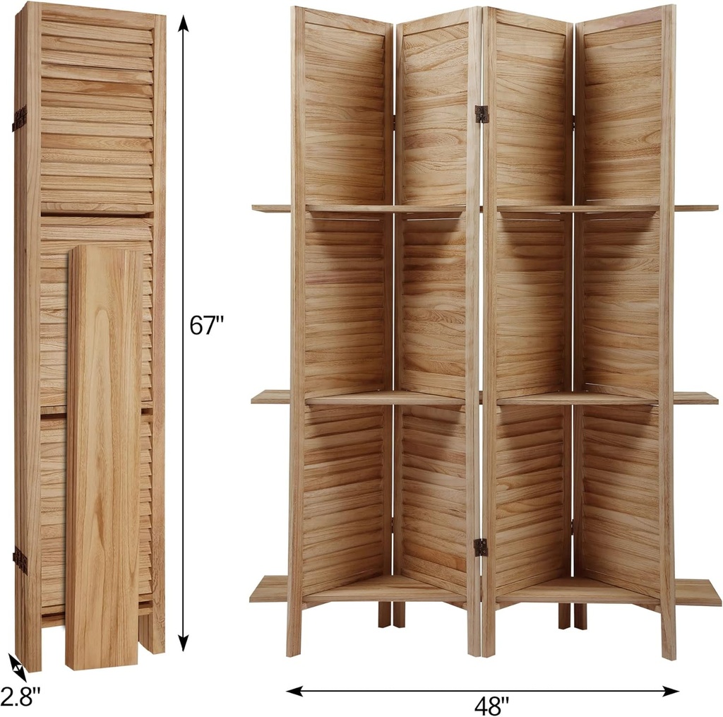 BIOMBO DE MADERA CON REPISAS 200X170CM