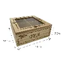 CAJA PARA TE DE MADERA/VIDRIO 18X18X7CM