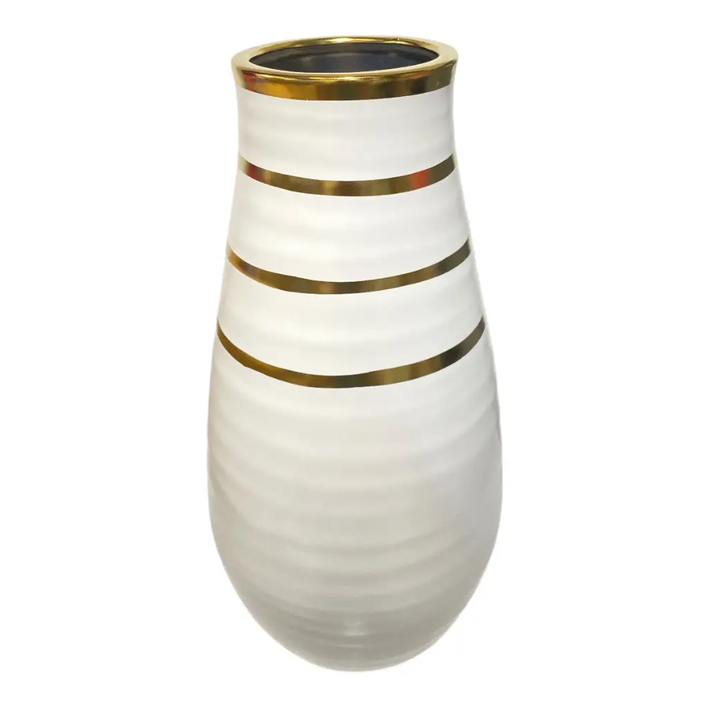 FLORERO DE PORCELANA BLANCO/NEGRO Ø17CM X 27CM ALTO