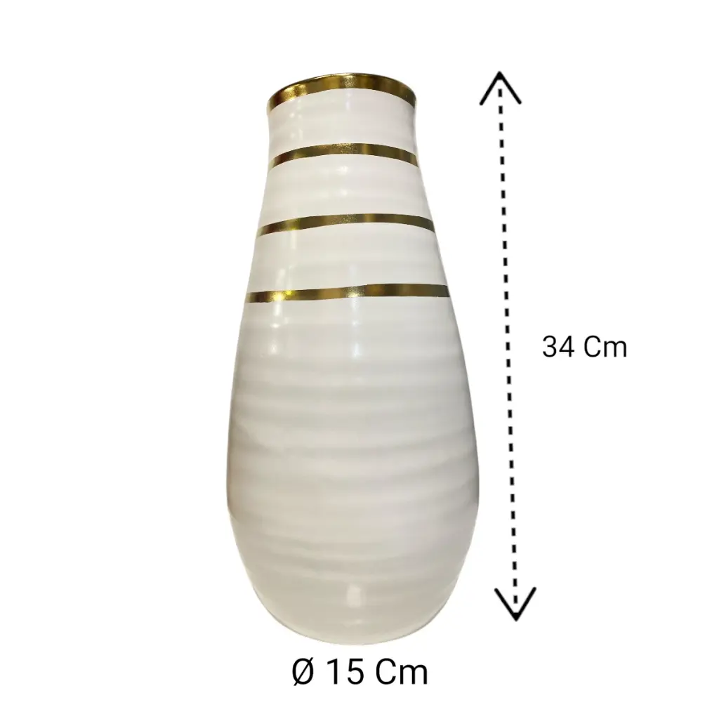 FLORERO DE PORCELANA BLANCO/NEGRO Ø17CM X 27CM ALTO