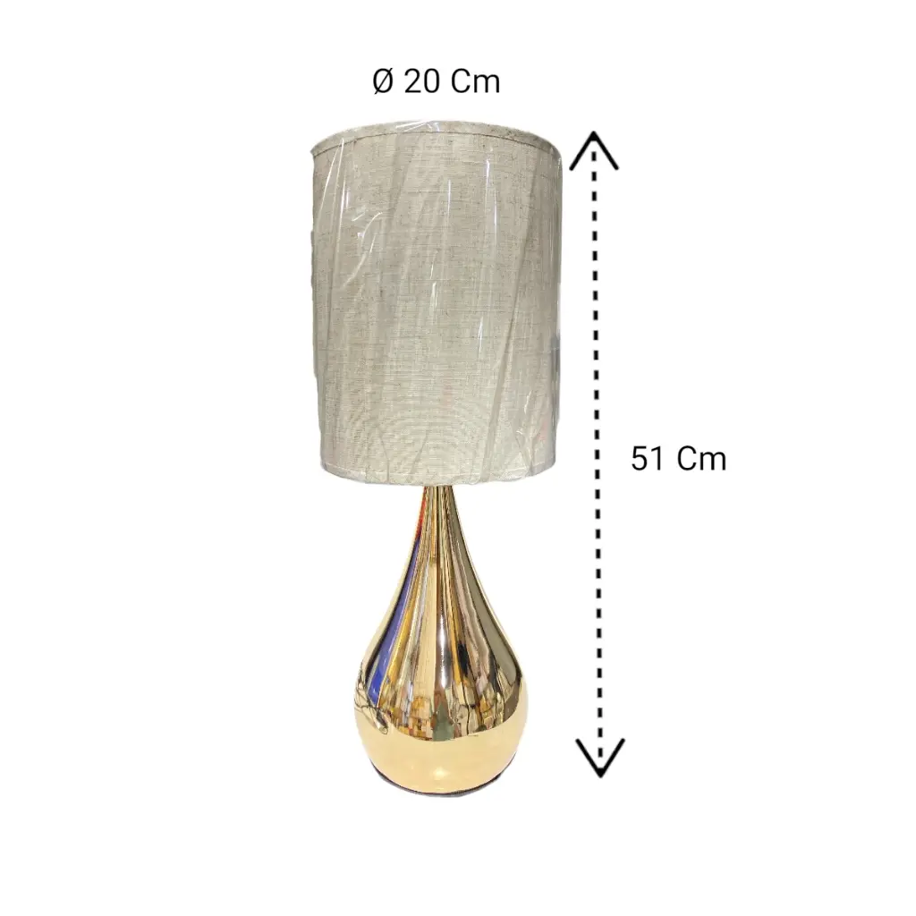LAMPARA DE MESA DORADA Ø20CM X 51 CM ALTO.