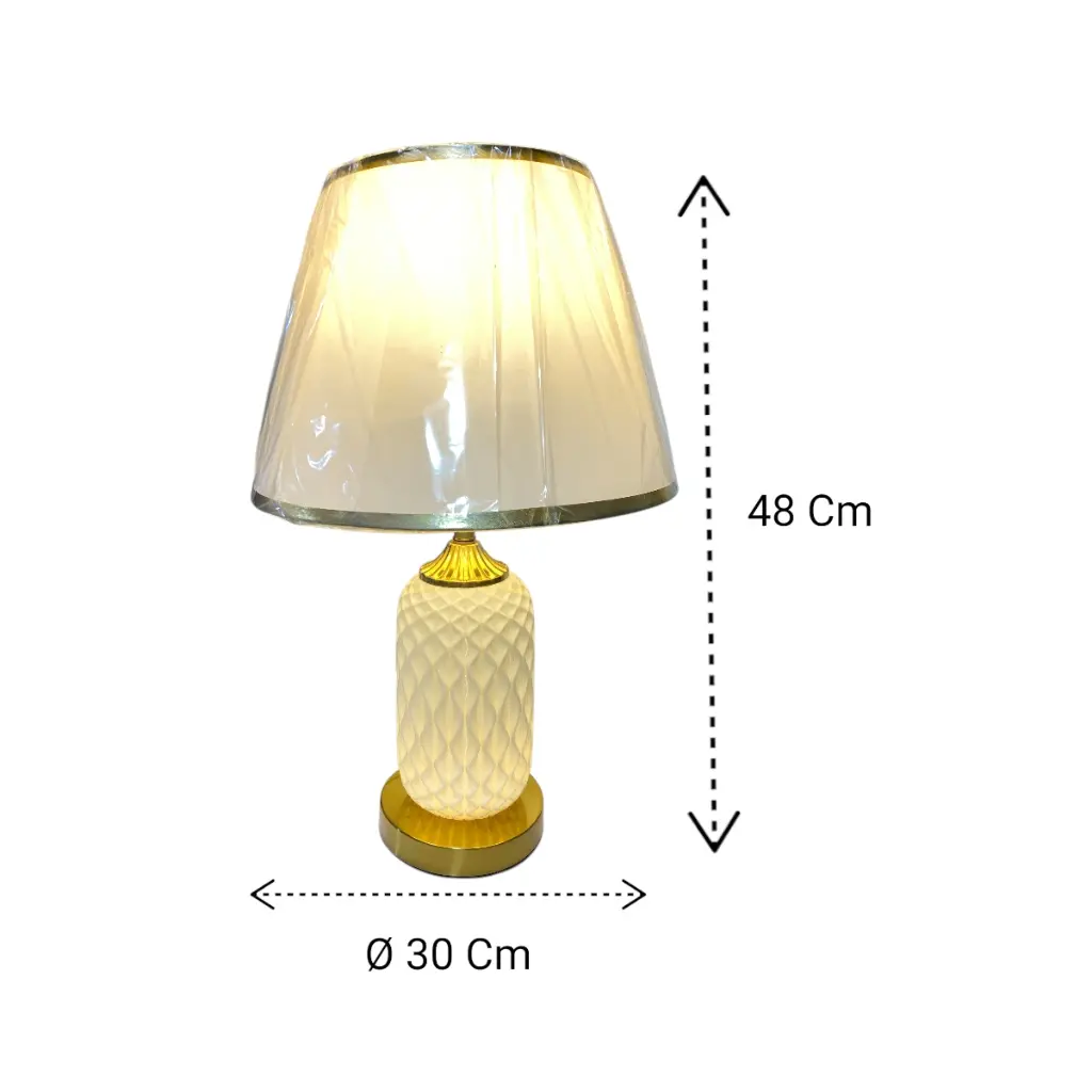 LAMPARA DE MESA DORADA/CREMA 23X37CM