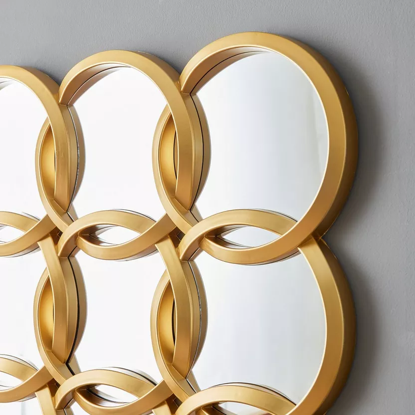 ESPEJO DE PARED CUADRADO DORADO REF:ES21447-45*45CM