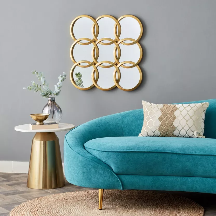 ESPEJO DE PARED CUADRADO DORADO REF:ES21447-45*45CM