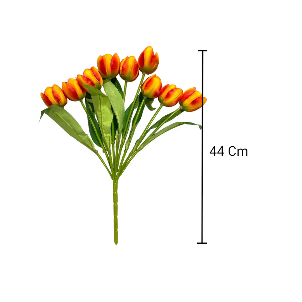 RAMO ARTF. TULIPAN NARANJA 9 BOTNES  44CM 