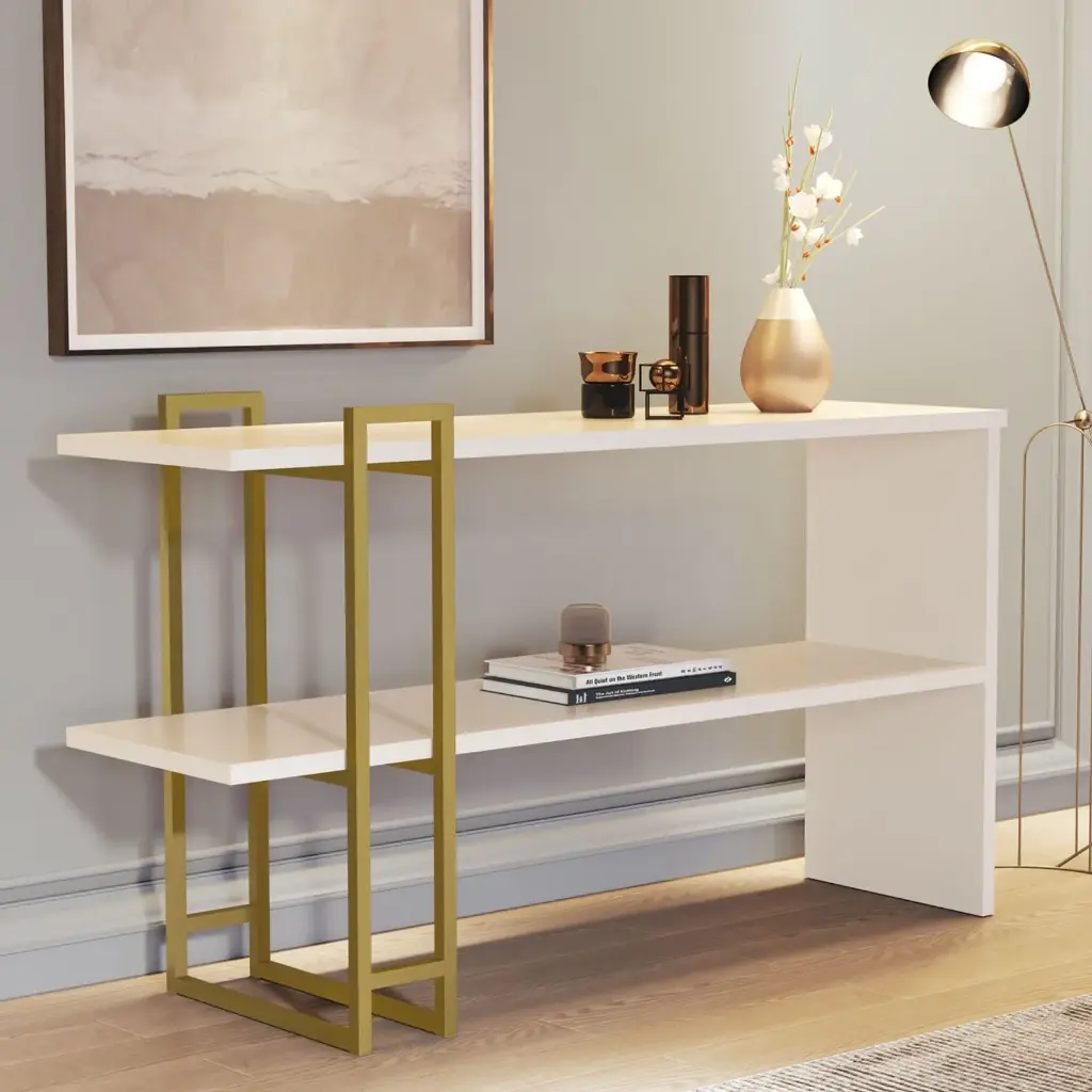 CONSOLA APARADOR JB 4034 LUXO OFF WHITE/DORADO REF:27685 