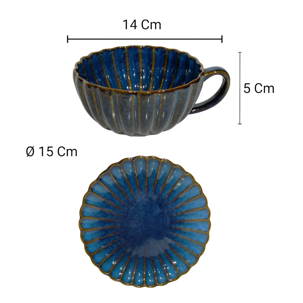 TAZAN CON PLATO PORCELANA DOLOMITA REF:HM1479/TJL-25ST626229 15.5CM 10OZ.