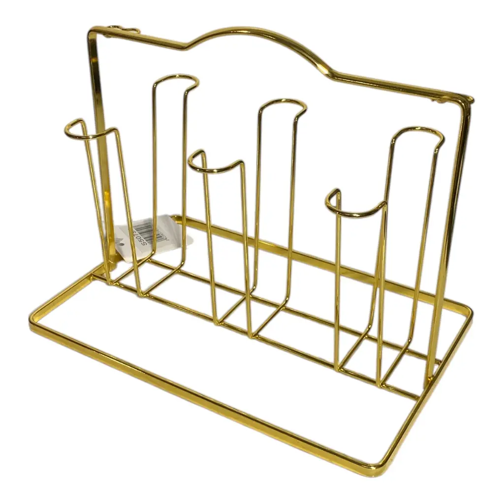 PORTA TAZAS O VASOS 6 PUESTOS DE METAL DORADO 26X17.5X21CM