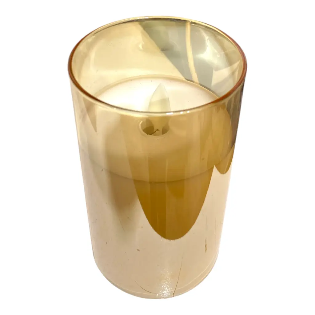 VELA AMBAR ARTIFICIAL A PILA  7.5X12.5CM