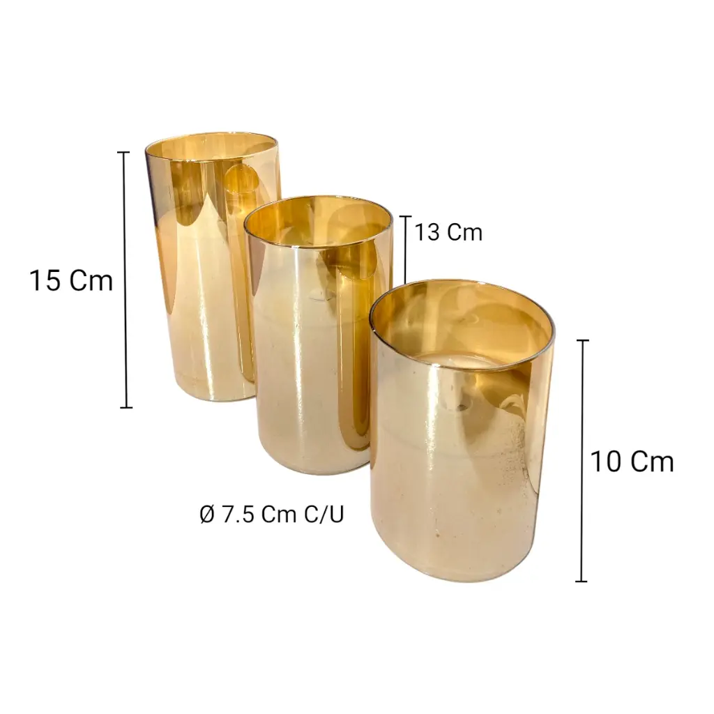 VELAS AMBAR SET X3 15-13-10CM