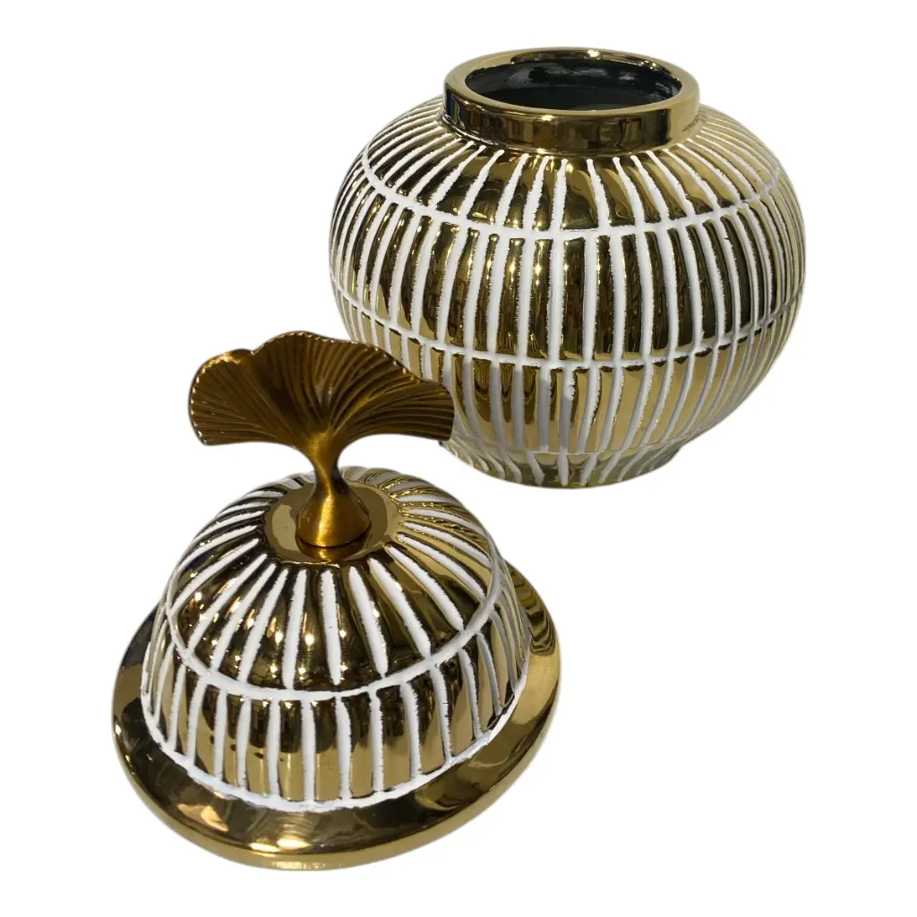 JARRON GINGER DORADO DE PORCELANA 19X26CM