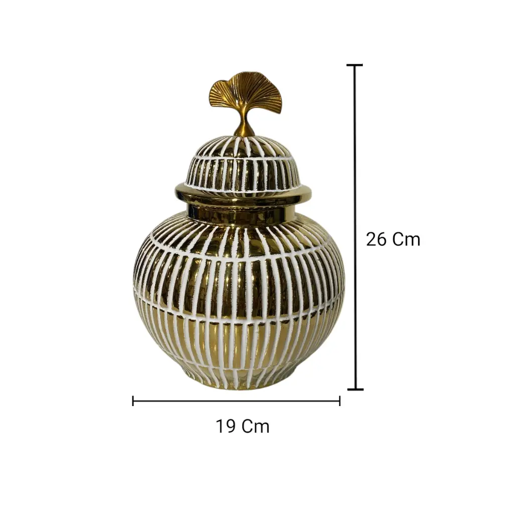JARRON GINGER DORADO DE PORCELANA 19X26CM