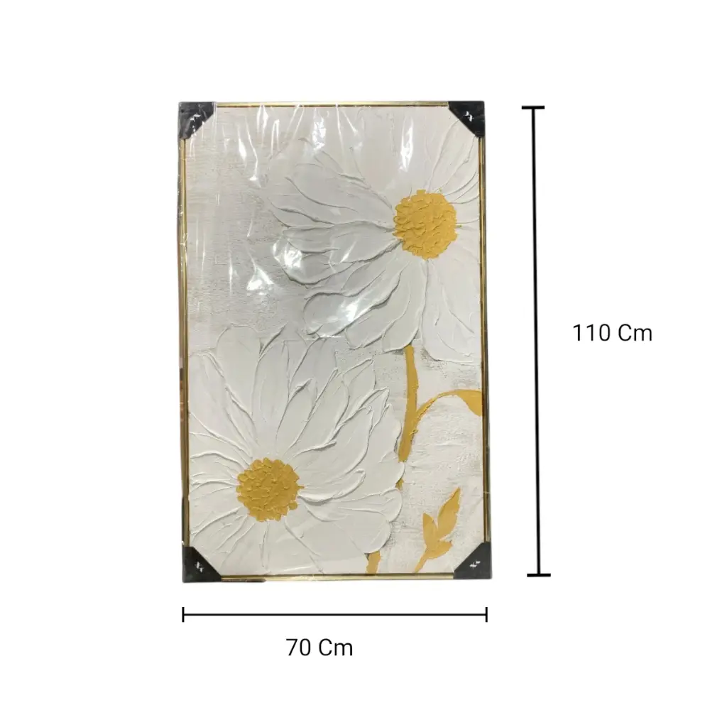 CUADRO TEX. MARGARITAS MARCO FILO DORADO 70X110CM