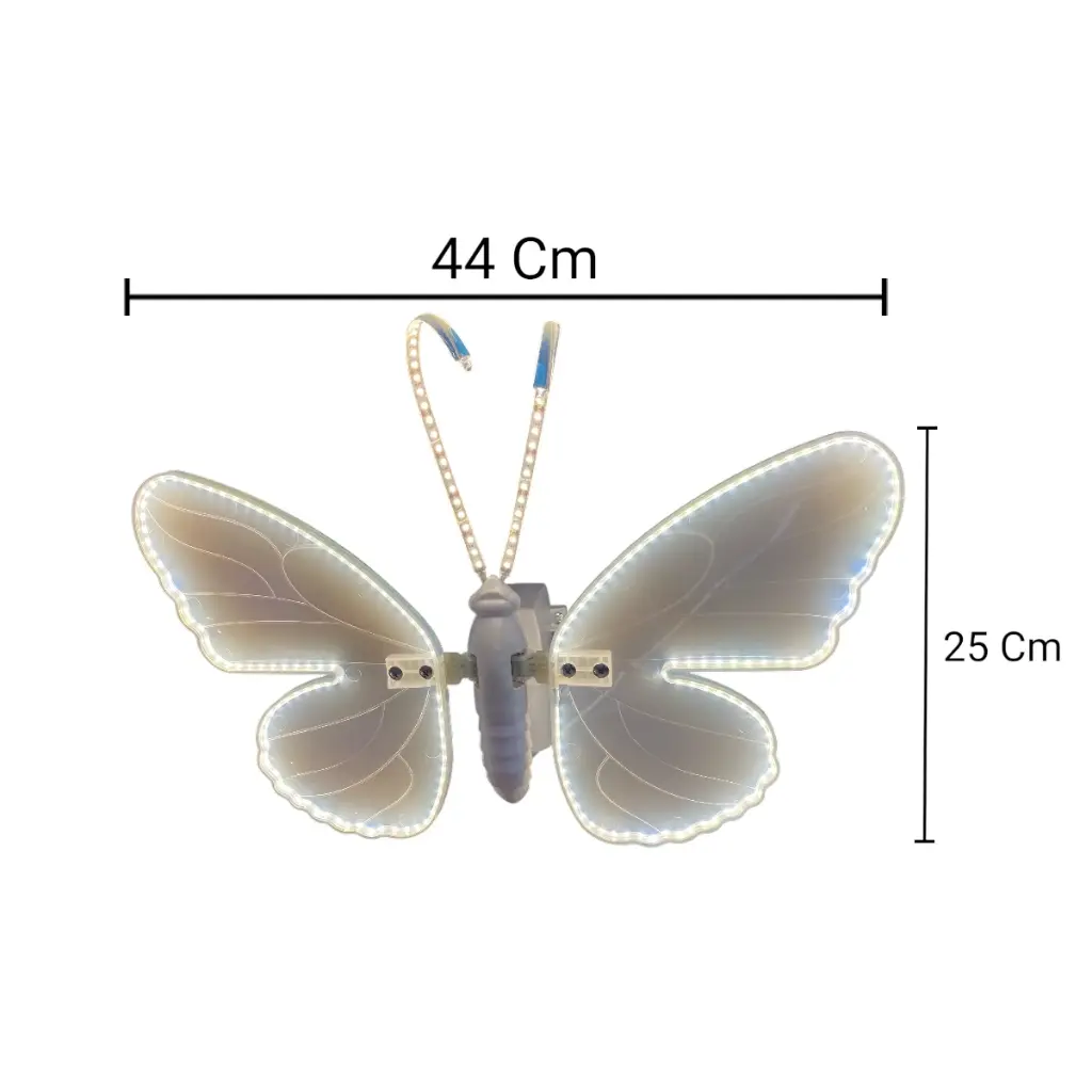 MARIPOSA C/LUZ LED Y MOVIMIENTO 60CM 12V CON BASE AJUSTABLE
