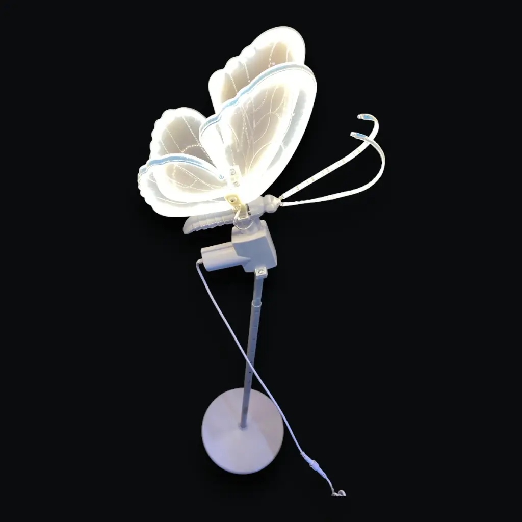 MARIPOSA C/LUZ LED Y MOVIMIENTO 60CM 12V CON BASE AJUSTABLE