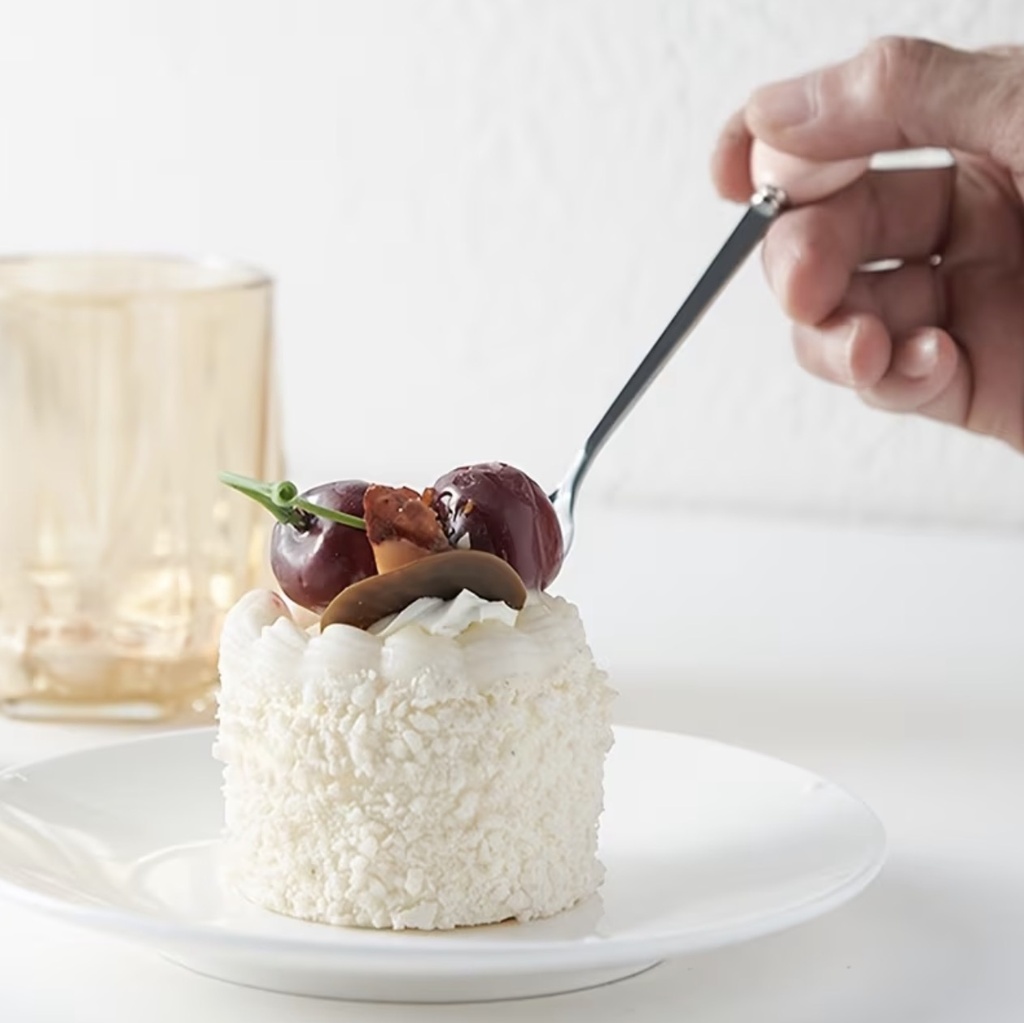 SET DE 3 CUCHARAS CORAZON ACERO Y PORCELANA