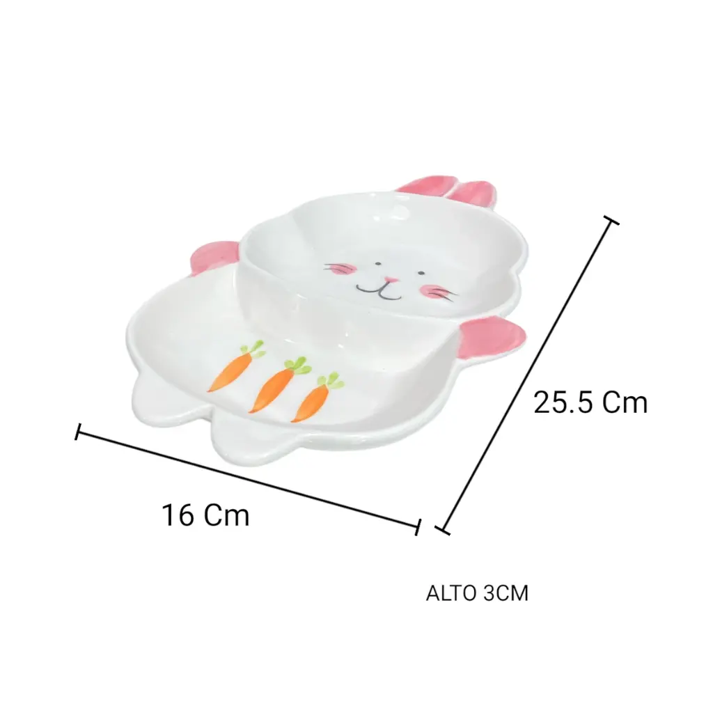 BANDEJA CONEJO, PORCELANA 25.5X16X3CM