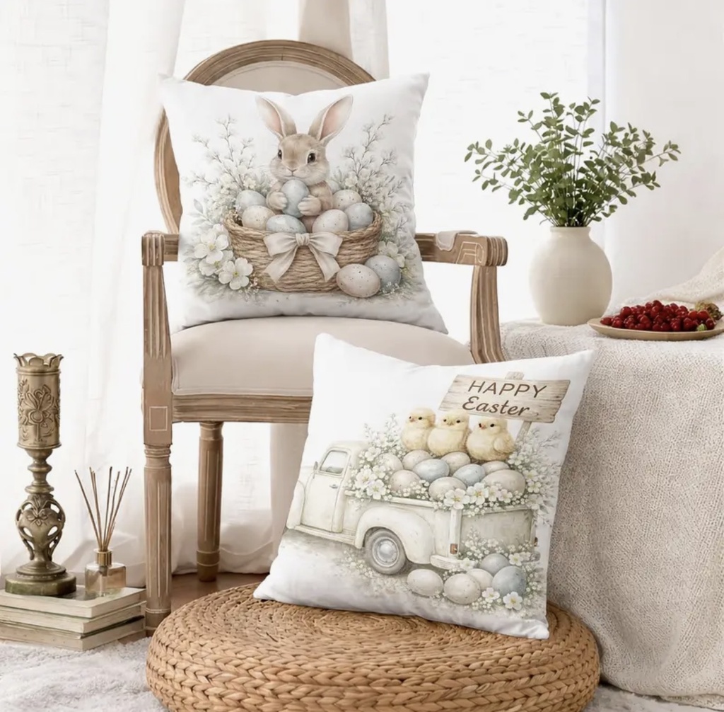 FORRO DE COJIN PASCUA VINTAGE 45X45CM