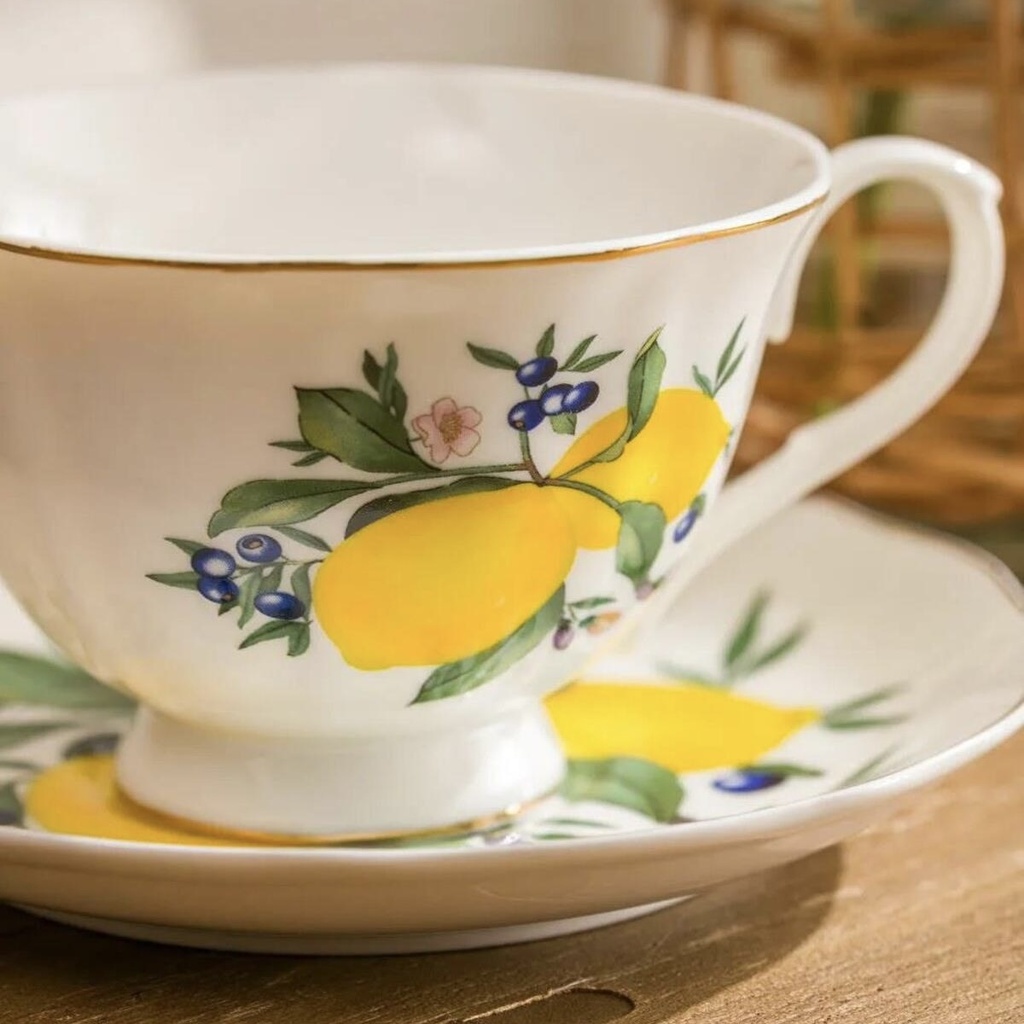 SET DE TAZAS/PLATOS LIMON X12PCS, PORCELANA