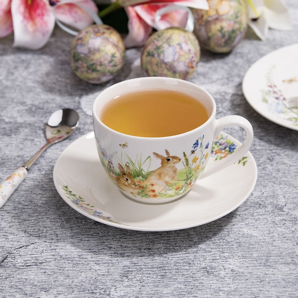 JUEGO DE TAZAS Y PLATOS CERÁMICA PASCUA 12PZ - IC1292-13