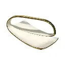 BANDEJA BLANCA/DORADA, PORCELANA 34.5X19X12CM