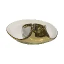 BANDEJA PORTA BOCADITOS BLANCA/DORADA 31X26X9CM