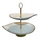 PORTA BOCADITOS DE PORCELANA 2 PISOS 27X26CM