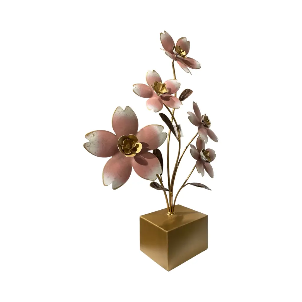 ADORNO FLOR ROSA GLAM METAL REF:ES28681/16604 37X11X51CM