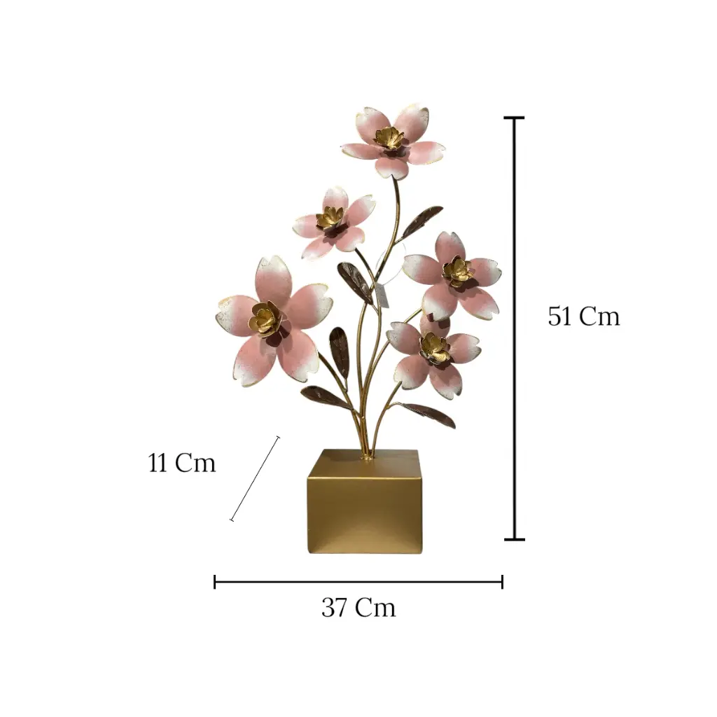 ADORNO FLOR ROSA GLAM METAL REF:ES28681/16604 37X11X51CM