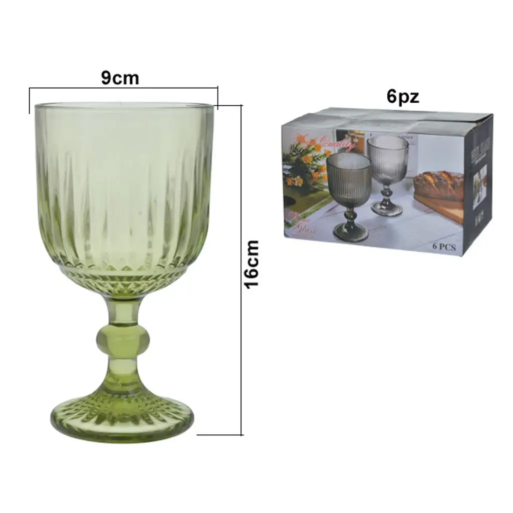 COPA DE VIDRIO VERDE SETX6PZ. REF:SAN5767 