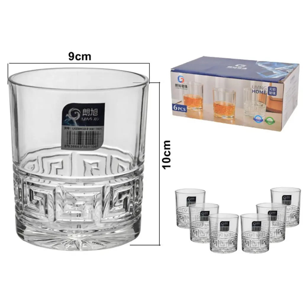 VASOS DE VIDRIO SETX6PZ. REF:ES24967 8.5 9.7CM 390ML