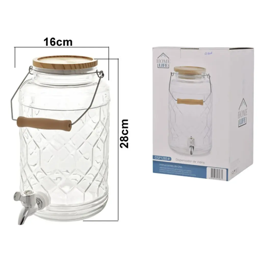 DISPENSADOR DE LIQUIDOS/VIDRIO REF:DSP1285 18X16X25CM 3.5LT.